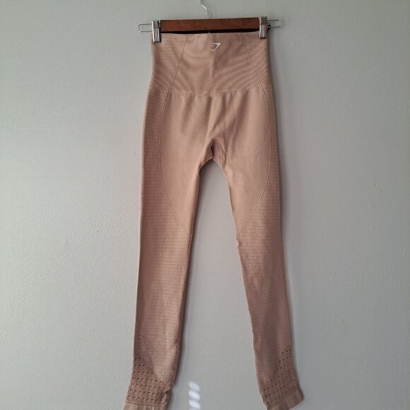 Gymshark Beige Energy + Seamless Womens Leggings Size XS/Small Sport Athltetic - Picture 7 of 15